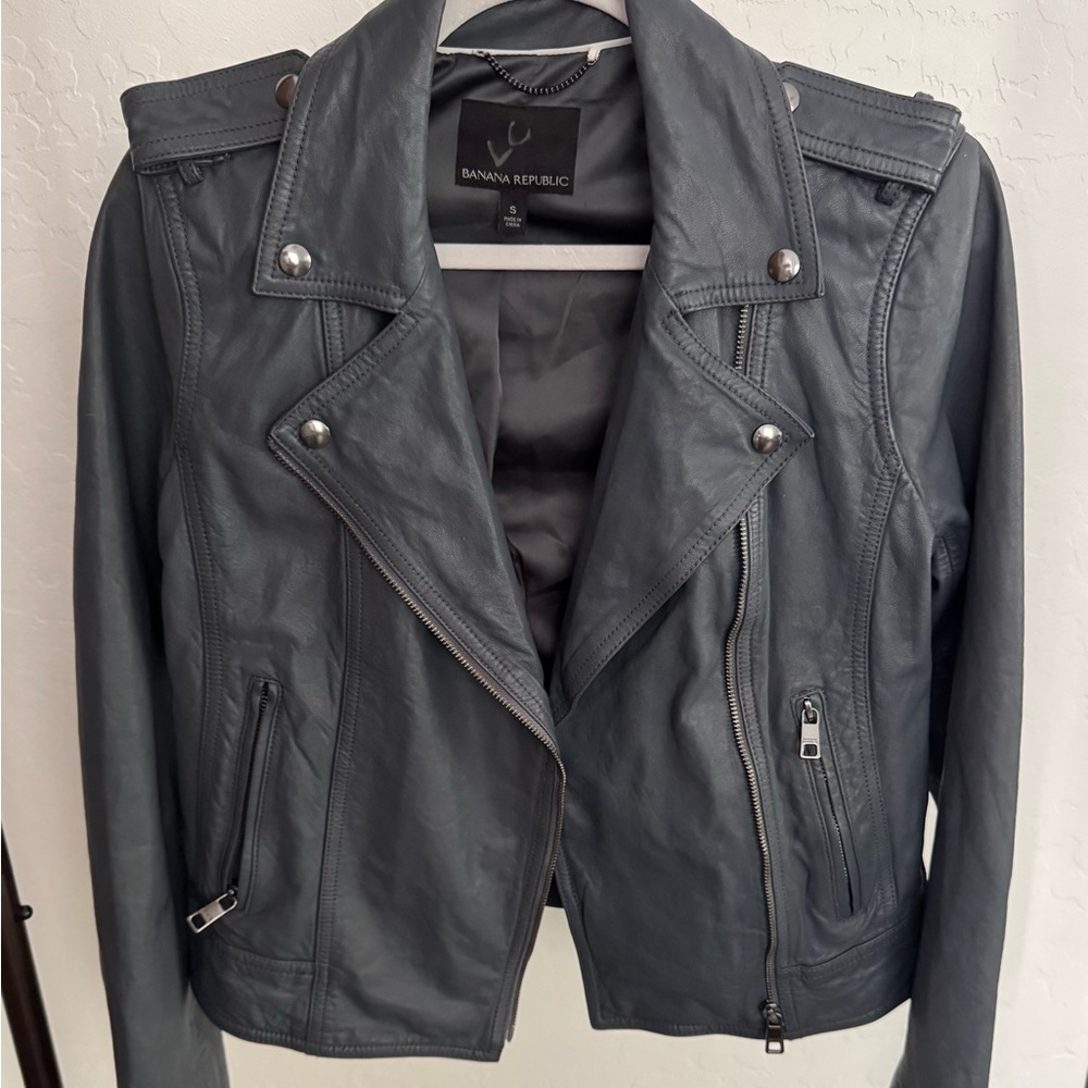 Banana Republic Charcoal Leather Jacket